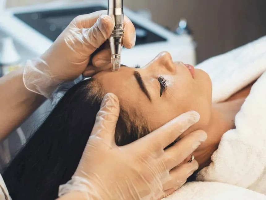 Dermatologist explaining skin treatments like Profhilo, Pico-Laser, Exosome Therapy