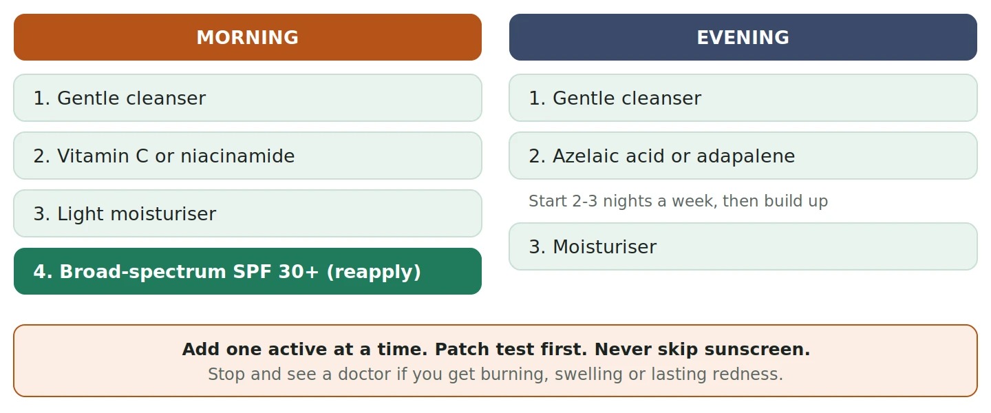 Photo illustrating post-acne dark spots and skin care